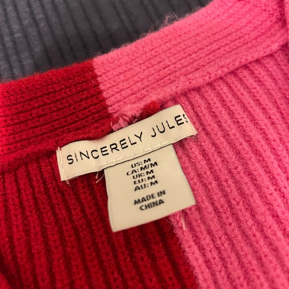 Pink and Red Color Block Sweater - Picture 2 of 4